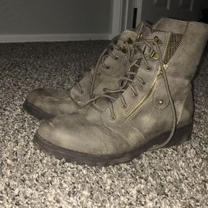 Taupe/grey lace up boots